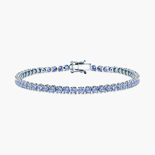 Bransoletka tenisowa Luminy 3,2mm: białe złoto, tanzanity